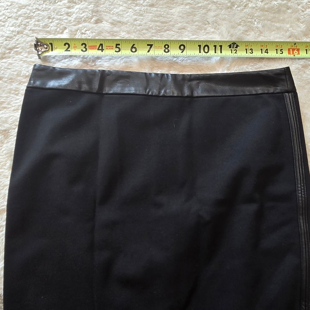 LOFT Black Pencil Skirt with Faux Leather Trim - Picture 7 of 7